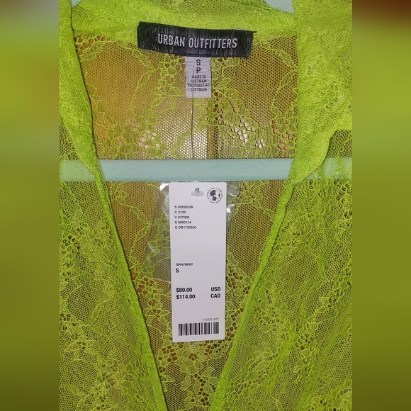 Urban Outfitters Connie Sheer Lace Maxi Dress Neon Green - Picture 9 of 10